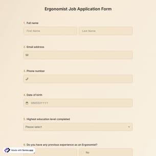 Ergonomist Job Application Form