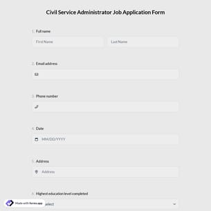 Civil Service Administrator Job Application Form