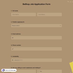 Bellhop Job Application Form