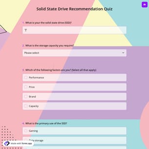 Solid State Drive Recommendation Quiz