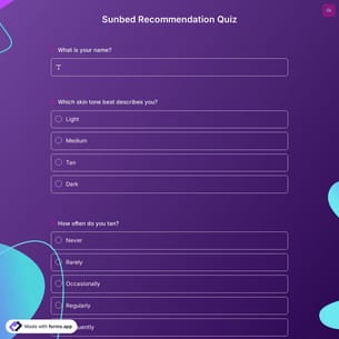 Sunbed Recommendation Quiz