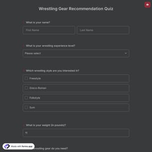 Wrestling Gear Recommendation Quiz
