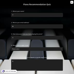 Piano Recommendation Quiz