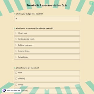 Treadmills Recommendation Quiz