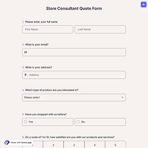 Store Consultant Quote Form