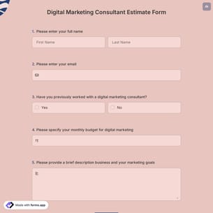 Digital Marketing Consultant Estimate Form