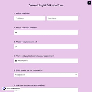Cosmetologist Estimate Form