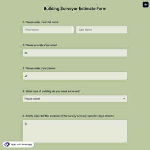 Building Surveyor Estimate Form