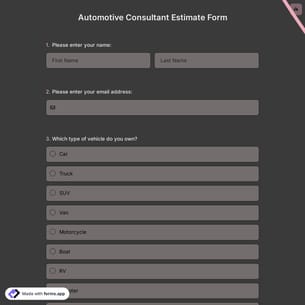 Automotive Consultant Estimate Form