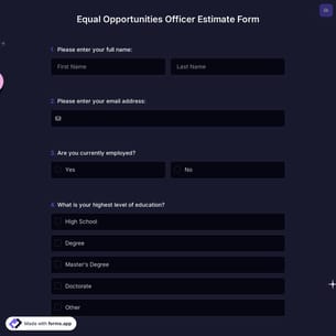 Equal Opportunities Officer Estimate Form