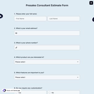 Presales Consultant Estimate Form