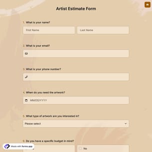Artist Estimate Form