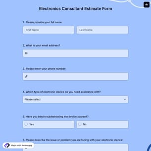 Electronics Consultant Estimate Form