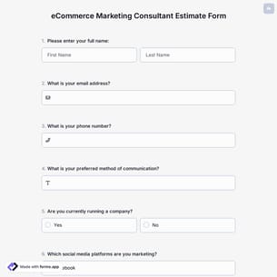 eCommerce Marketing Consultant Estimate Form