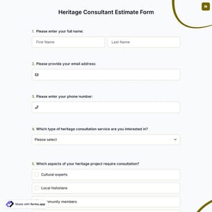 Heritage Consultant Estimate Form