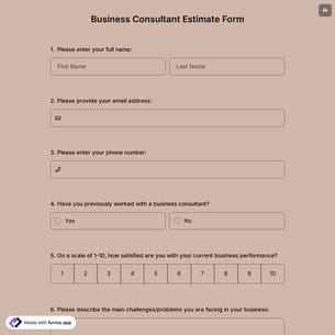Business Consultant Estimate Form
