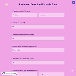 Restaurant Consultant Estimate Form