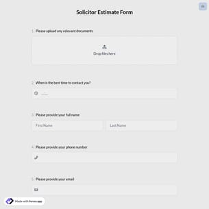 Solicitor Estimate Form