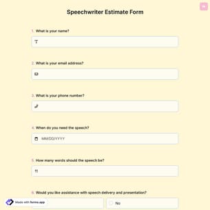 Speechwriter Estimate Form