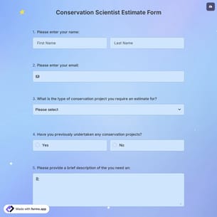 Conservation Scientist Estimate Form