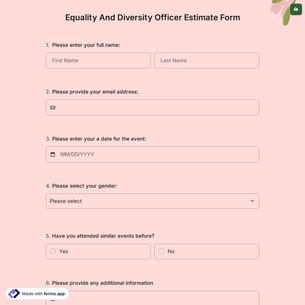 Equality And Diversity Officer Estimate Form