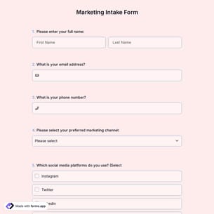 Marketing Intake Form