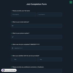 Job Completion Form