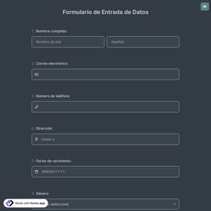 Formulario de Entrada de Datos
