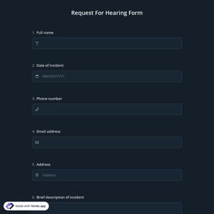 Request For Hearing Form