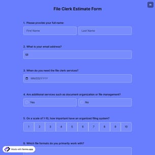 File Clerk Estimate Form