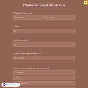 Petroleum Consultant Estimate Form