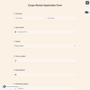 Coupe Rental Application Form