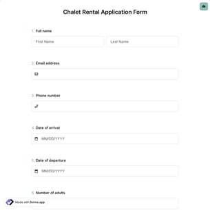 Chalet Rental Application Form