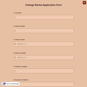 Cottage Rental Application Form