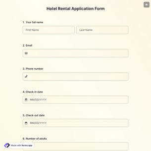 Hotel Rental Application Form