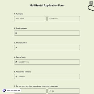 Mall Rental Application Form