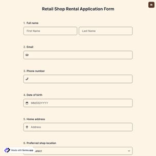 Retail Shop Rental Application Form