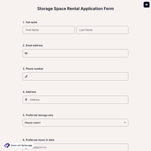 Storage Space Rental Application Form