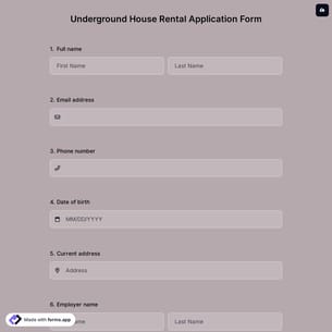 Underground House Rental Application Form