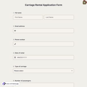 Carriage Rental Application Form