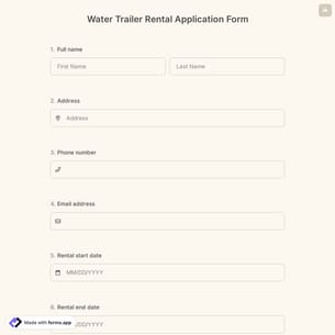 Water Trailer Rental Application Form