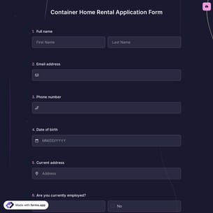 Container Home Rental Application Form