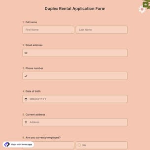 Duplex Rental Application Form