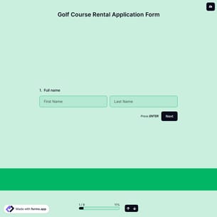 Golf Course Rental Application Form