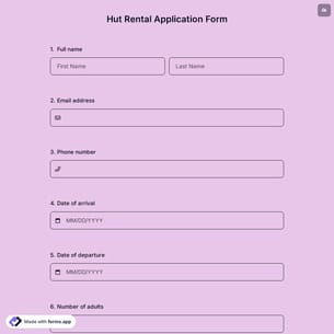 Hut Rental Application Form