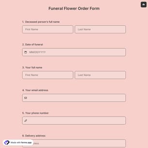 Funeral Flower Order Form