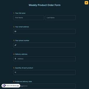 Weekly Product Order Form