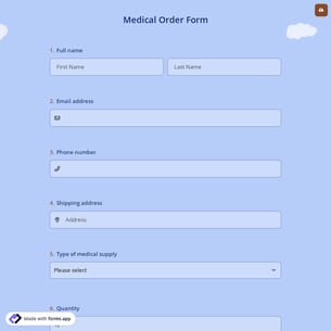 Online Medical Order Form