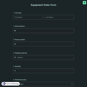 Equipment Order Form