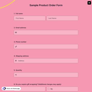 Sample Product Order Form